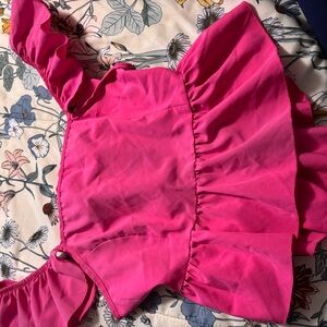 SHEIN Pink Ruffle Crop Top